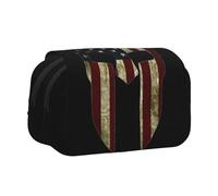 Tuehbsvo USA Flag American Spartandouble Layer Pencil Case with Flip Top Big Pencil Bag Pouch Stationery Organizer Makeup Bag for Boys Girls Teen College Students School Adults & Office Supplies