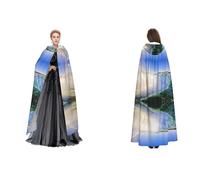 Tuehbsvo Waterfall And Rainbow Halloween Hooded Cape Witch Cosplay Accessories Adult/Kids Fancy Dress Costume For Masquerade, Halloween, Family Party