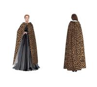 Tuehbsvo Wild Leopard Animal Halloween Hooded Cape Witch Cosplay Accessories Adult/Kids Fancy Dress Costume For Masquerade, Halloween, Family Party