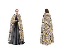Tuehbsvo Yellow Gray Flower Halloween Hooded Cape Witch Cosplay Accessories Adult/Kids Fancy Dress Costume For Masquerade, Halloween, Family Party