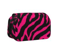 Tuehbsvo Zebra Tiger Leopard Pinkdouble Layer Pencil Case with Flip Top Big Pencil Bag Pouch Stationery Organizer Makeup Bag for Boys Girls Teen College Students School Adults & Office Supplies