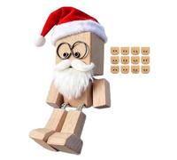 Tuelaly Christmas Shaking Wooden Man Wood Block Man Figurine with Shaking Legs 12 Magnetic Expressions Handmade Funny Santa Figurine for Car Dashboard Desk Decoration (D)