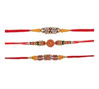 Tuelip Set of 3 Rakhi for Brother Raksha Bandhan Handmade Bracelet for Bhaiya Bhabhi Rakhi Bracelet, Indian Designer Latest Rakhi for Bro