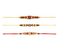 Tuelip Set of 3 Rakhi for Brother Raksha Bandhan Handmade Bracelet for Bhaiya Bhabhi Rakhi Bracelet