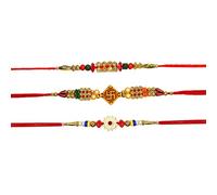 Tuelip Set of 3 Rakhi for Brother Raksha Bandhan Handmade Bracelet for Bhaiya Bhabhi Rakhi Bracelet, Indian Designer Latest Rakhi for bhai Rakhee Thread Designer Rakhi for Brothers