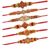 Tuelip Set of 6 Rakhi for Brother Raksha Bandhan Handmade Bracelet for Bhaiya Bhabhi Rakhi Bracelet, Indian Designer Latest Rakhi for Brother Rakhee Thread Fancy Rakhi