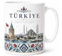 Türkiye Where East Meets West Istanbul Skyline Ceramic Coffee Mug Turkish Travel Gift Mug