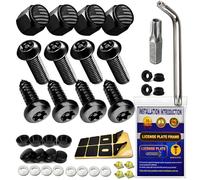 Tuersan Anti Theft License Plate Screws- Black Security Bolts Fasteners for Front Rear Tag Frame Holder, 1/4'' M6 Stainless Steel Car Truck Motorcycle Mounting Hardware Kit- Screws Caps Insert Nuts