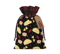 Tuesday Party Print Christmas Imitation Burlap Gift Bag With Drawstring And Gift Tag,For Wrapping Candies