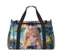 Tuesday Party Print Travel Duffel Bag for Men & Women, Foldable Travel Bags and Spacious Weekender Tote Bag for Storage Toiletry Luggage Personal Item, Black, L