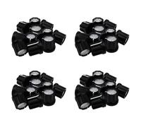 Tuesoa 0Degree Guitar Amp Knobs Buttons D-Type Shaft Potentiometer Pots Knobs, Black Cap Silver Top, Pack of 48