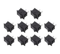 Tuesoa 10 Pcs SPST Mini Black 2 Pin Rocker Switch AC 125V 10A 250V 6A