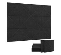 Tuesoa 12 Pack Acoustic Panels, 12 X 12Inch Decorative Soundproofing Panels, Wall and Ceiling Acoustical Panels Black Easy Install Easy to Use