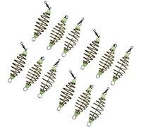 Tuesoa 12Pcs Luminous Carp Fishing Feeder Coil Inline Method Fishing Tackle Bait Thrower In-Line Method Lures Cage Basket Baits