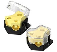 Tuesoa 12V Power Distribution Block Car Audio Splitter Car Audio Splitter 2 Way 0/2/4 Gauge in 4/6/8 Gauge Out Ground Distribution Block Amp