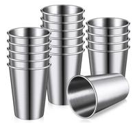 Tuesoa 16 Pack Stainless Steel Tumbler Cups -,Unbreakable for Camping,Travel,and Outdoor Use (12 Oz/350 Ml) Silver