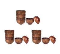 Tuesoa 18Pcs Wood Bowls Serving Tableware for Rice, Soup, Dip, Coffee, Tea, Decoration Wooden Salad Bowl Kitchen Cutlery Set