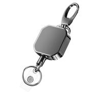 Tuesoa 2 Pack Heavy Duty Metal Retractable Badge Holders Carabiner Keychain Belt Badge Reels Clip Key Ring ID Card Holder