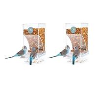 Tuesoa 2 PCS Bird Feeders Bird Feeding Cage Transparent Parakeet Seed Container Food Feeder