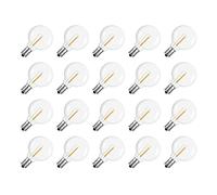 Tuesoa 20 Pcs G40 LED Replacement Light Bulbs E12 Screw Base Shatterproof LED Globe Bulbs for Solar String Lights Warm