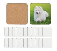 Tuesoa 24 PCS Sublimation Coasters Blank MDF Cork Backed Heat Transfer Coasters for DIY Painting Art Crafts, 3.9 X 3.9 Inches