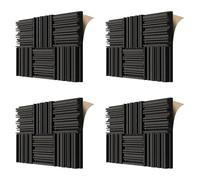 Tuesoa 24Pcs Self-Adhesive Acoustic Foam Panels,12 X 12 X 2 Inches Sound Absorbing Foam,Recording Studio Sound Proof Foam Black