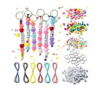 Tuesoa 286Pcs DIY Keychain Making Craft Kits,Beads for Jewelry Making Set Supplies with Colorful Alphabet Transparent Beads
