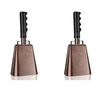 Tuesoa 2pcs 10 in Steel Cowbell/Noise Makers with Handles, Cheering Bell Sporting. Solid School Hand Bells, Cowbells