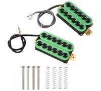 Tuesoa 2Pcs Double Coil Electric Guitar Humbucker Pickup Bridge&Neck Ceramic Magnet Invader Style Punk Green