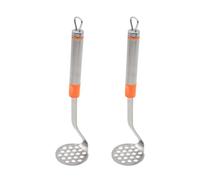Tuesoa 2pcs Stainless Steel Garlic Potato Meatball Kitchen Gadget Multi-Functional Manual Masher Orange