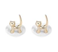 Tuesoa 2X Cat Trinket Dish Jewellery Tray Cat Ring Holder Jewelry Dish Trinket Holder Fashion Bracelets Earrings Storage Tray A