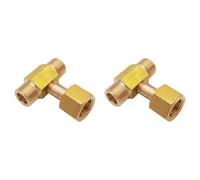 Tuesoa 2X W21.8-14 CO2 Tank Bottle Brass Threaded Tee Fitting 3 Way Connector Charging Fill Adaptor for Beer Homebrew Aquarium