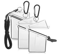 Tuesoa 3 Pack Plastic Card Cover with Lanyard,Clear Waterproof Card Holder Lanyards for Id Badges and Keys