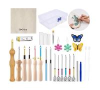 Tuesoa 35 Pieces Punch Needle Set, Punch Needle Embroidery Kit, Adjustable Punch Needle Tool for Adult Beginners