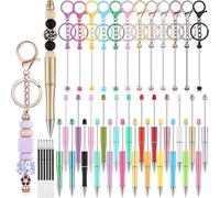 Tuesoa 36 Beaded Pen Beaded Keychain Strips 12 Beadable Keychain Strips 24 Blank Beaded Pens Craft Pen Making Kit Gift A Easy to Use High Guality