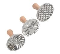 Tuesoa 3Pcs Cookie Stamps Metal Cookie Mold Kit with Wooden Handle for DIY Baking Cake Pastry Cutters Cookie for Baking,
