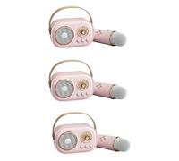 Tuesoa 3X Mini Wireless Bluetooth Audio Home Singing Karaoke Integrated Microphone Speaker Stereo Home KTV Set Pink