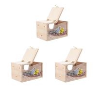 Tuesoa 3X Parakeet Nesting Box Transparent Bird House for Cage Wood Breeding Box for Parrot Parakeet Cockatiel Lovebirds