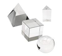 Tuesoa 4 Pack Optical Crystal Photography Prism Set,Include 55mm Ball,50mm Square and Triangular Prism, 60mm Optical Pyramid Easy to Use
