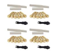 Tuesoa 4 Set Acoustic Guitar String End Nut Bridge Saddle Abalone Pins Replacements Set (Brass Pins & Bone Saddle Nut)