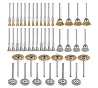 Tuesoa 44 Pieces Mini Wire Brush Wheel Cup Brass Steel Wire Brush Set 1/8inch (3mm) Shank for Power Rotary Tools Polishing Buffing Tools