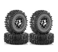 Tuesoa 4pcs 63mm 1.0 Inch Metal Beadlock Wheel Tire Set for 1/18 1/24 RC Crawler Car TRX4M SCX24 AX24 FCX24 Upgrade Parts Black