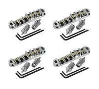 Tuesoa 4X Chrome Metal Plated Roller Saddle Tune-O- Bridge for Style Electric Guitar Replacement