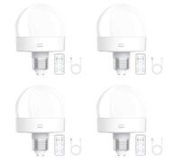 Tuesoa 4X Rechargeable Battery Operated Light Bulbs, 300LM E26 Screw in Light Bulb for Lamps with Remote Control Dimmable&Timer