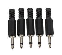 Tuesoa 5 x Black Plastic 3.5mm Male Mono Plug Jack Audio Adapter Connector