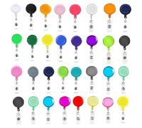 Tuesoa 50 Pcs Retractable Badge Reel Clips Holder Mixed Solid Color Nurse Students Doctor ID Badge Holder for Hanging ID Card