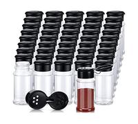 Tuesoa 50Pcs Plastic Spice Jars with Shaker Lids Spice Containers Plastic Spice Bottles Seasoning Shaker Jars 3.3Oz/100Ml Black