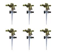 Tuesoa 6X 360 Degree Rotary Irrigation Sprayer Sprinkler for Lawn Garden Yard Golf Grass Metal Impulse Spike Hose
