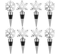 Tuesoa 8 Pcs Snowflake Wine Stopper Decorative Wine Stoppers Wine and Beverage Bottle Stoppers