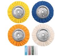 Tuesoa 8Pcs 8Inch Airway Buffing Wheel Aluminum Wheel Polishing Kit Safe Flange in Diameter 5/8 Inch Arbor for Angle Grinder